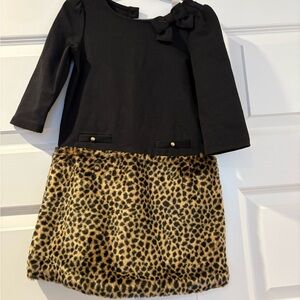 Janie and Jack Black and Leopard Print Formal Dress
